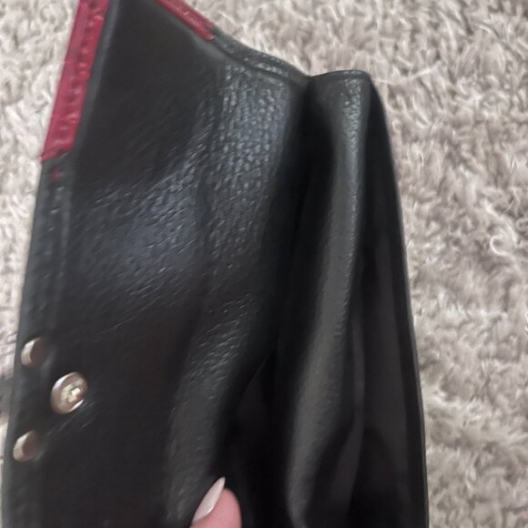 Brighton Vintage Black Leather Wallet Purse with Red Heart Like New - Picture 3 of 5